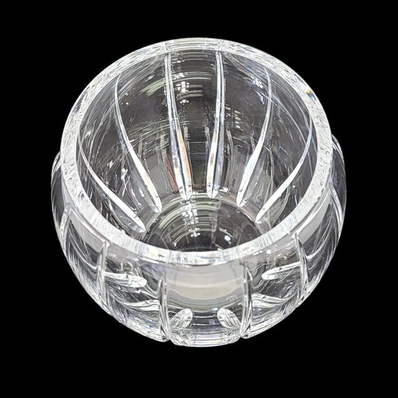 Vintage Lead Crystal Round Sphere‎ Floral Posy Bowl Vase Cut Decor Accent - Picture 3 of 8